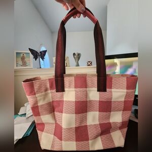 Coach Pink Buffalo Plaid Canvas Tote